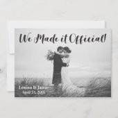 公シンプル素朴式に発表した 招待状 (正面)