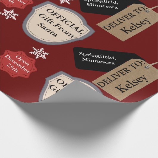 公パーソナライズされた式サンタ ラッピングペーパー (角)