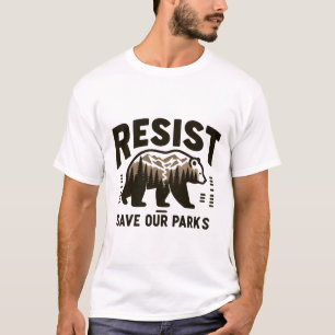 公保護公の土地 – レトロベア「レジスト」グラフィック Tシャツ