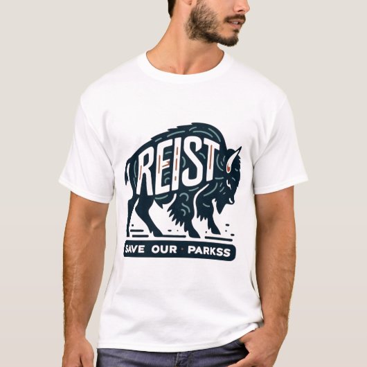 公保護営ランズヴィンテージBison Resist Graphic Tシャツ (正面)