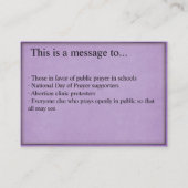 公共の祈りの言葉の事実カード 名刺 (裏面)