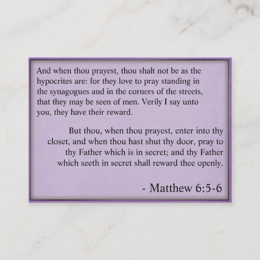 公共の祈りの言葉の事実カード 名刺 (正面)