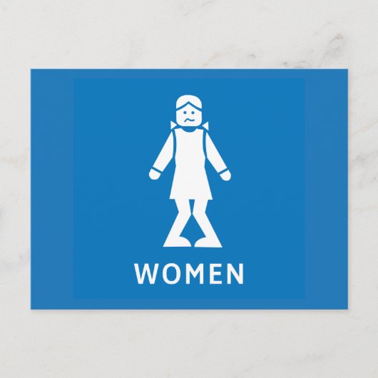 公共トイレの女性、サイン、カリフォルニア、米国 ポストカード (正面)