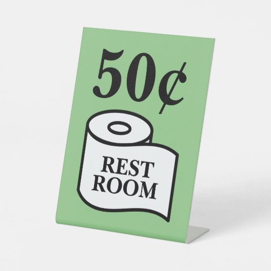 公共トイレ用トイレ紙50セント 台座サイン (正面)
