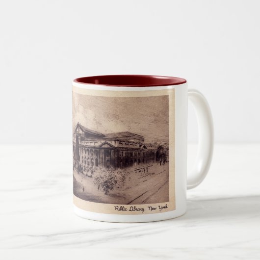 公共図書館、ニューヨークシティのヴィンテージ ツートーンマグカップ (正面右)