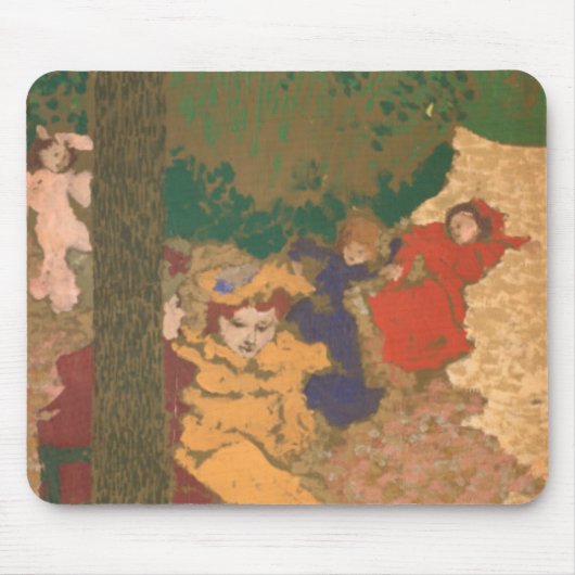 公共庭: 若い女の子の遊ぶこと マウスパッド (正面)