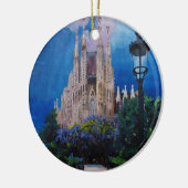 公園およびランタンが付いているバルセロナSagrada Familia セラミックオーナメント (左)