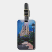 公園およびランタンが付いているバルセロナSagrada Familia ラゲッジタグ (正面縦)