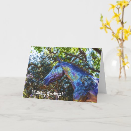 公園かわいらしの馬の誕生日プンカード カード (黄色い花)