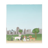 公園でのかわいい漫画の犬のイラスト ノートパッド (正面)