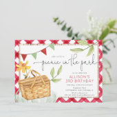 公園でのピクニックの夏の誕生日パーティー 招待状 (スタンド正面)