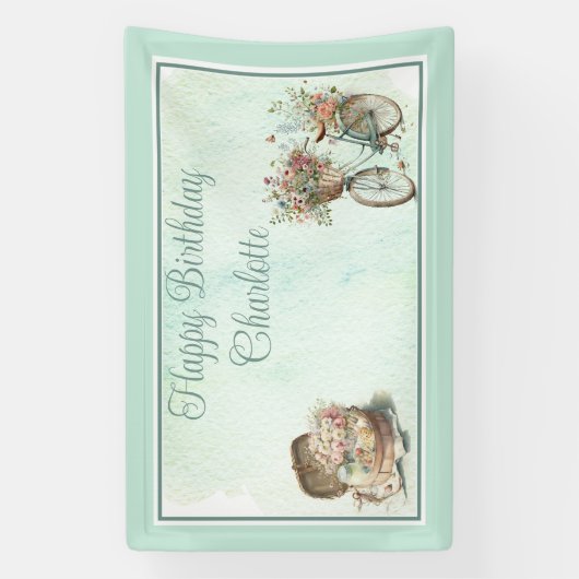 公園でのピクニックフローラ大人の誕生日パーティー 横断幕 (縦)