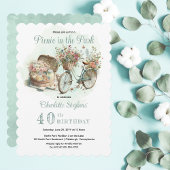 公園でのピクニックフローラ40th誕生日パーティー 招待状