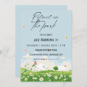 公園でのピクニック誕生日パーティーの招待 招待状 (正面/裏面)