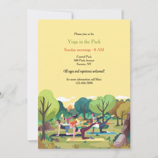 公園でのヨガ 招待状 (正面)
