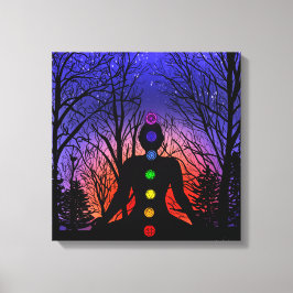 公園での瞑想 | Yoga, Trees and Sunset キャンバスプリント