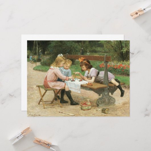 公園でアフタヌーンティーを楽しむ子供たち カード (正面/裏面インサイチュ)
