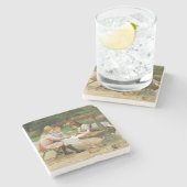 公園でアフタヌーンティーを楽しむ子供たち ストーンコースター (横)