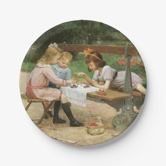 公園でアフタヌーンティーを楽しむ子供たち ペーパープレート (正面)