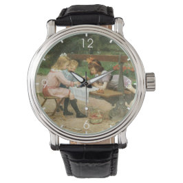 公園でアフタヌーンティーを楽しむ子供たち 腕時計