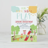 公園でパーティー 遊び場の誕生日 招待状 (スタンド正面)