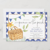 公園でピクニック夏の青少年の誕生日パーティー 招待状 (正面)