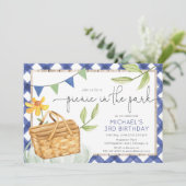 公園でピクニック夏の青少年の誕生日パーティー 招待状 (スタンド正面)