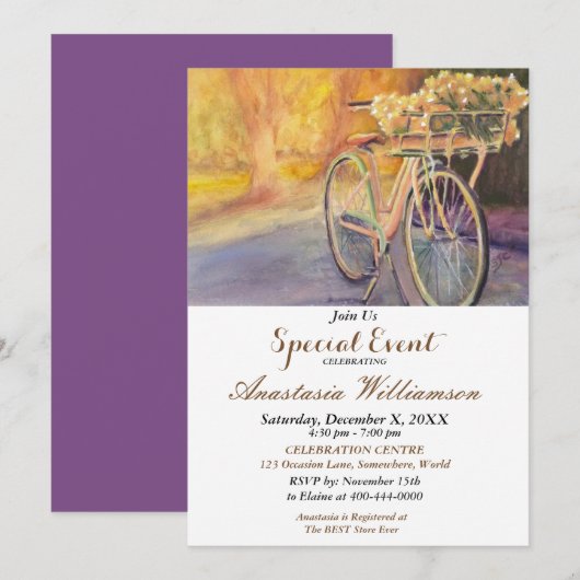 公園で自転車パーティイベントにご招待 招待状 (正面/裏面)