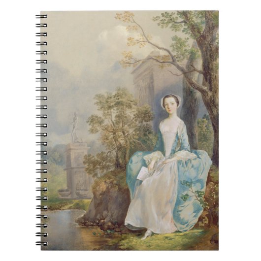 公園につく本を持つ女の子c.1750 (油 ノートブック (正面)