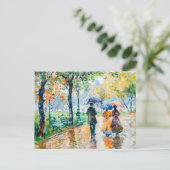 公園に傘を持った人々 シーズンポストカード (スタンド正面)