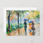 公園に傘を持った人々 シーズンポストカード (正面/裏面)