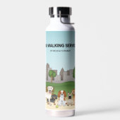 公園のかわいい漫画の犬 – 犬の歩くサービス ウォーターボトル (左面)