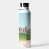 公園のかわいい漫画の犬 – 犬の歩くサービス ウォーターボトル (右面)