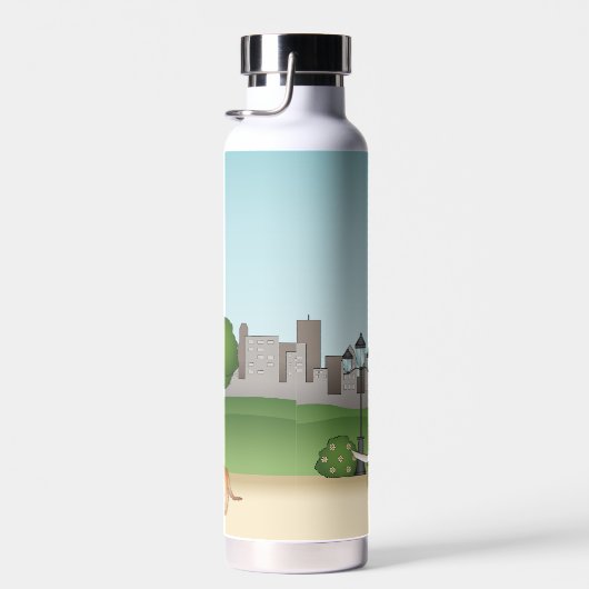 公園のかわいい漫画の犬 – 犬の歩くサービス ウォーターボトル (右面)