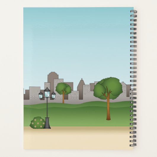 公園のかわいい漫画の犬 – 犬の歩くサービス プランナー手帳 (裏面)