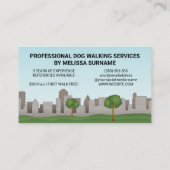 公園のかわいい漫画の犬 – 犬の歩くサービス 名刺 (裏面)