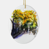 公園のオーナメントを通る歩行 セラミックオーナメント (右)