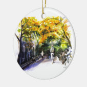 公園のオーナメントを通る歩行 セラミックオーナメント (左)