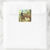 公園のクジャク、鳩、ニワトリ、カケス スクエアシール (バッグ)