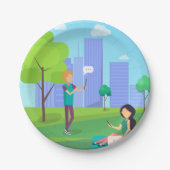 公園のソーシャルメディア ペーパープレート (正面)