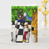 公園のチェス·キャッツ カード (黄色い花)