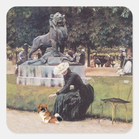 公園のチベット・スパニエル スクエアシール (正面)