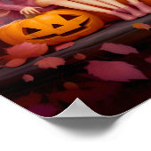 公園のピンクのハロウィーン姉妹の双子の女の子 ポスター (角)