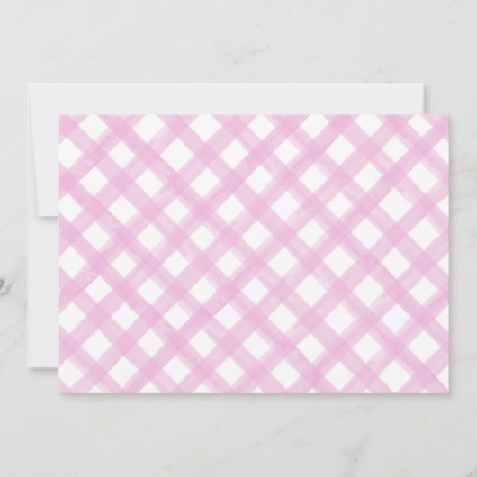 公園のピンク色の夏の誕生日パーティーでのピクニック 招待状 (裏面)