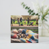 公園のベンチで眠るホームレスの女性 (スタンド正面)