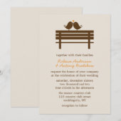 公園のベンチにラブバード　秋のウェディング 招待状 (正面/裏面)