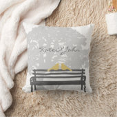 公園のベンチに結婚ある鳥 クッション (ブランケット)