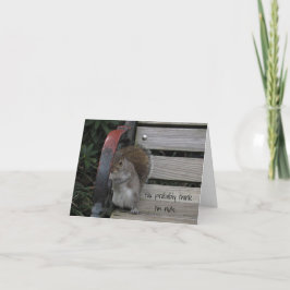 公園のベンチのノートカードのリス サンキューカード