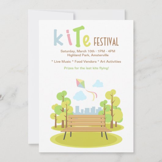 公園のベンチの招待状 招待状 (正面)