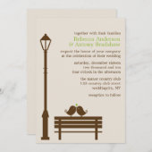 公園のベンチの結婚式の愛鳥 招待状 (正面/裏面)